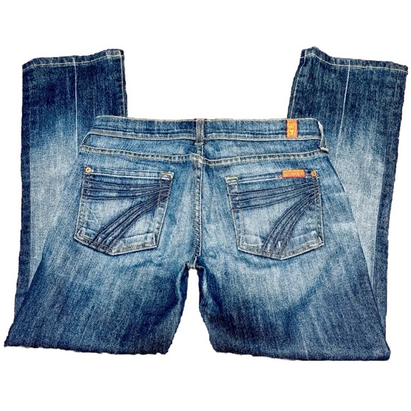 7 for all Mankind Dojo medium Wash Flare leg jeans womens Sz 28W X 26.5” inseam - Picture 2 of 9